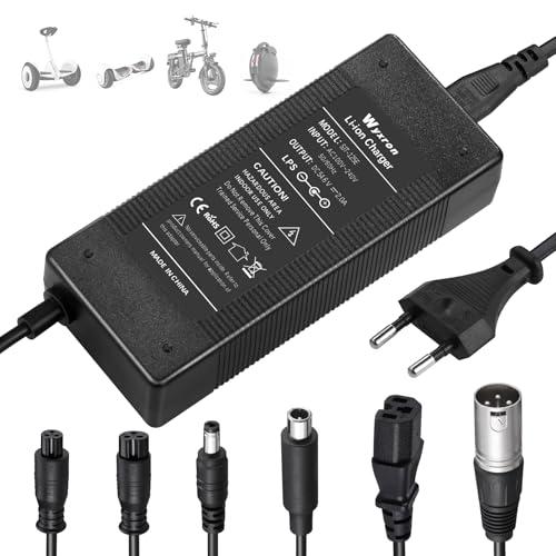 Caricatore Monopattino Elettrico, Wyxron Caricatore Hoverboard 54.6V 2A Adattatore Universale con 6 Connettori per Litio 48V, per Bici Equilibrata/Drifting/Bici Elettrica