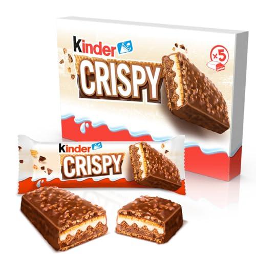 Kinder Crispy, 5 Wafer Croccanti Ricoperti di Cioccolato al Latte con Granella di Biscotto e Doppio Ripieno al Latte Kinder e Cacao, Senza Coloranti e Conservanti, Confezione da 170g