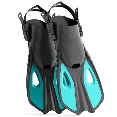CIYYFVA Pinne Snorkeling, Pinne Nuoto Corte Regolabili con Tallone Aperto e Fibbie, Pinne Nuoto Piscina per Adulti e Bambini, Morbide e Comode Snorkeling(S/M 37-41)