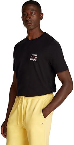 Tommy Hilfiger Uomo T-Shirt Maniche Corte Stack Tee con Scollo Rotondo, Nero (Black), L