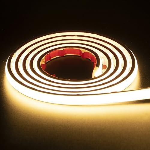 pcning Striscia LED COB Adesiva 1 Metro Luce Calda, 1M 15 Watt LED Strip Light IP67 Impermeabile con Spina 3000K Bianco Caldo (Bianco Caldo, 1)