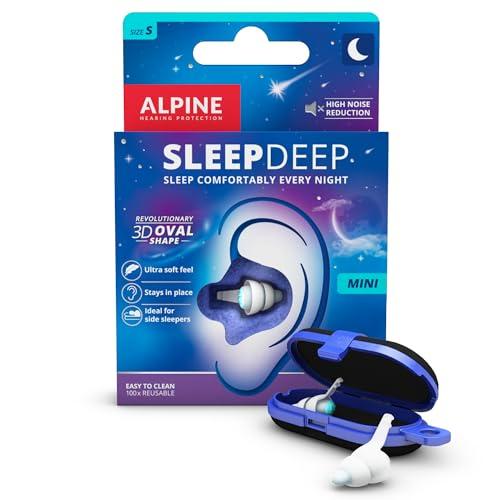 Alpine SleepDeep – Tappi orecchie per dormire in gel morbido – 27 dB riduzione del rumore – Forma ovale 3D, massimo comfort – 1 paio (Taglia Mini), adatta a orecchie piccole