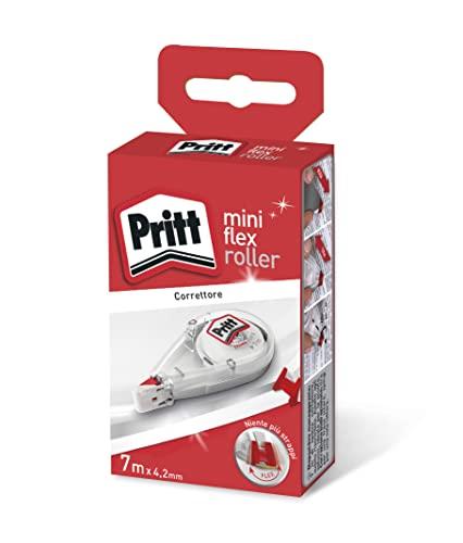 Pritt Correttore Mini Roller con punta flessibile e funzione push-pull per l'utilizzo su entrambi i lati, per cancellare e correggere, sovrascrivibile immediatamente, 4,2 mm x 7 m