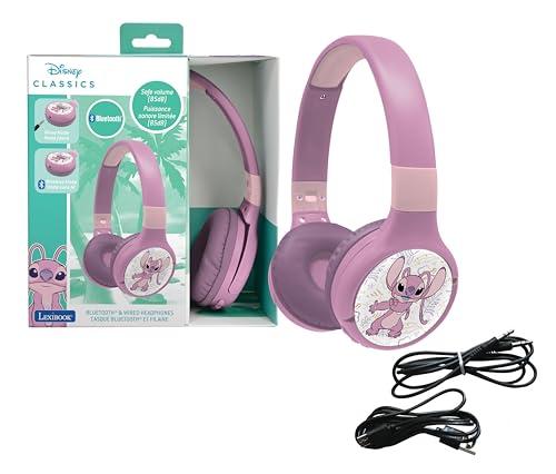 Lexibook, Disney Stitch, Angel Cuffie Bluetooth e via cavo 2 in 1 con microfono e pulsanti di controllo, pieghevoli e regolabili, batteria ricaricabile di lunga durata, rosa, HPBT010D1