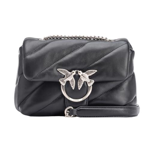 Pinko Love Mini Puff CL Sheep Nappa, Borsa Donna, Z99O_Nero-Old Silver, U