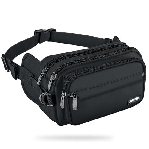AGPTEK Marsupio Sportivo Uomo&Donna con 5 Tasche, Marsupio Lavoro Grande, Marsupio alla moda con RFID, Marsupio Portasoldi con Cintura Regolabile per Corsa, Campeggio, Viaggio