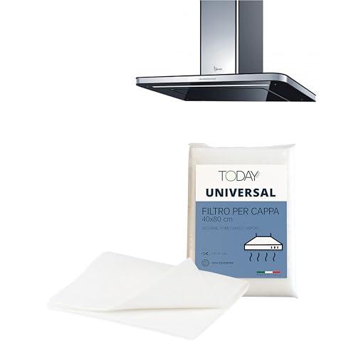 Today - Filtro Cappa Cucina Universale 40x80cm - Ritagliabile, Assorbe Vapore, Odori e Fumo - Auto-estinguente, Made in Italy
