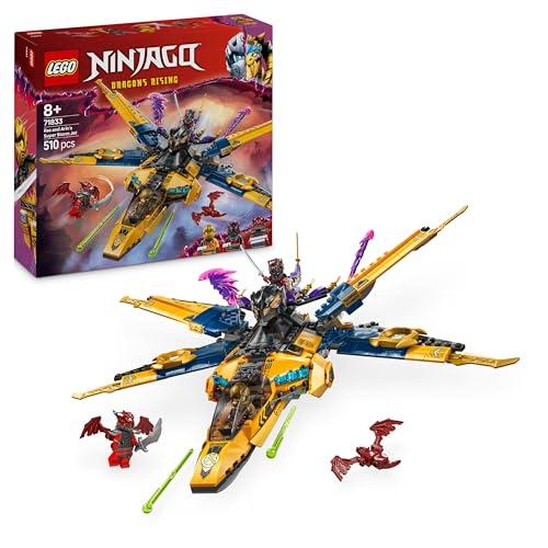 LEGO NINJAGO Jet Super Storm di Ras e Arin - Aereo Giocattolo da Costruire con Drone Staccabile, Capsula di Salvataggio e 3 Minifigure, Giochi per Bambini da 8 Anni da La Rivolta dei Draghi 71833