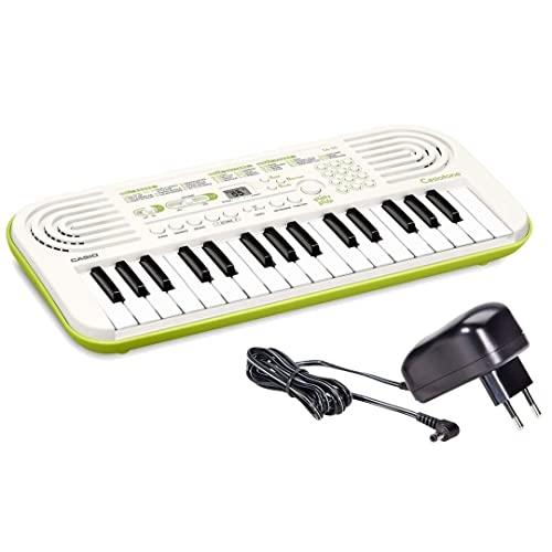 SA-50 Mini Tastiera 32 Tasti: Tastiera Digitale Portatile e Leggera per Bambini, Compatibile con Cuffie - MusicalStore2005 (Tastiera SA-50-32 tasti con Alimentatore, Bianco/Verde Lime)
