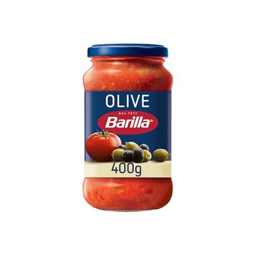 Barilla Sugo al Pomodoro 100% Italiano con Olive Nere, Olive Verdi e Olio Extravergine d'Oliva, Sugo Pronto per Pasta, 400g
