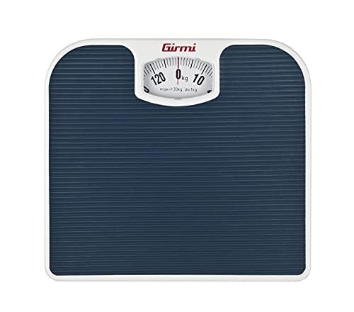 Girmi BP02 Bilancia Pesapersone Meccanica Analogica, 1 Kg/130 Kg, Quadrante grande, Pedana antiscivolo, Facile lettura, Design Vintage, Blu