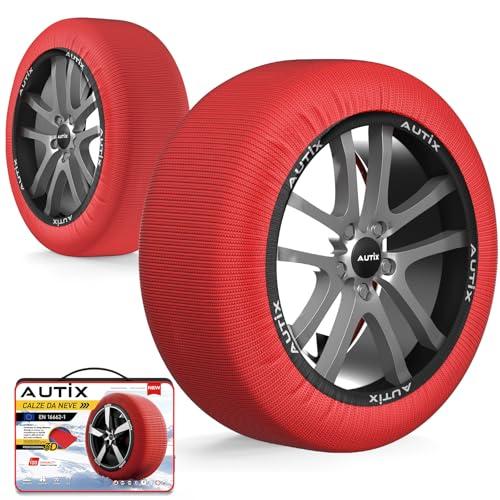 LEIVESTE AUTIX-Calze da Neve Omologate Italia EN 16662-1 2020 2 Catene da Neve in Tessuto per Auto，Montaggio Facile in 2 Minuti (XL)