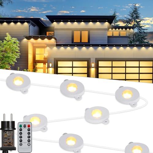 Tacobey Luci di Gronda Natale - 15m 36 LED Catena Luminosa Bianco Caldo con Telecomando, 8 Modalità, Impermeabile, Timer, Collegabile Luci di Gronda Natalizie da Esterno ed Interno