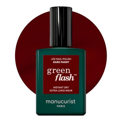 Manucurist Smalto Semipermanente Unghie Bordeaux Green Flash Dark Pansy - Gel Unghie - 12-free, bio-based (84%) - Manicure Professionale - Made in France - 15 ml