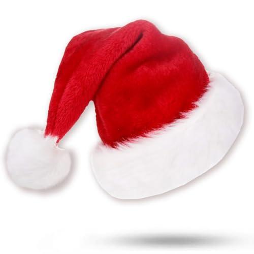 Cappello di Babbo Natale. Cappellino Tradizionale Rosso e Bianco Unisex Taglia Unica a Design Nataliazio. Accessori per Costume di Babbo Natale