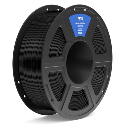 ELEGOO PETG Filamento 1,75 mm Nero 1KG, Filamento per Stampante 3D Precisione Dimensionale +/- 0,02 mm, Bobina da 1kg Compatibile con la Maggior Parte delle Stampanti 3D FDM