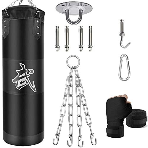 ZERUIDM Set di sacchi da boxe pesanti per punching non imbottiti, per adulti e bambini, con fascia da boxe, gancio da soffitto, per kickboxing, arti marziali, Muay Thai MMA