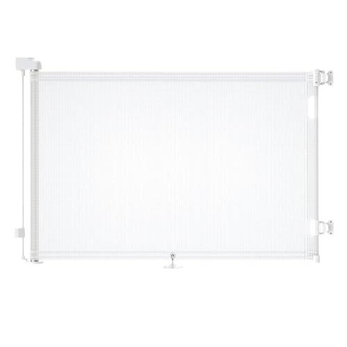 Cancelletto estensibile per scale, 0-150 cm Porta retrattile e cancelletto per bambini e animali domestici, barriera per bambini estensibile, adatto per Scale Interni Esterni Corrido (Bianco)