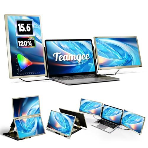 Teamgee Monitor Portatile, Schermo Portatile 15,6'' FHD 1080P Triplo Monitor per Laptop Adatto a Tutte le Dimensioni di Laptop con Ruotabile 90°-235°&Plug And Play Per Wins/Mac/Chrome (Triple 15.6