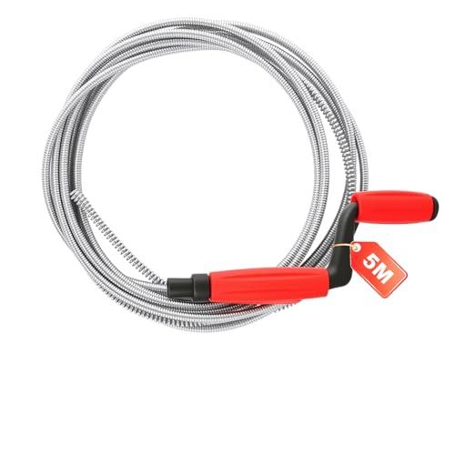 Sonda Sturatubi Universale per la Pulizia dei Tubi, Molla Sturatubi (5m x 6mm) per Toilet e Lavandino, Stura Tubi di Scarico con Manovella, Robusta Sturatubi per Scarichi per Ostruzioni Ostinate