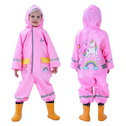 Baogaier Impermeabile Bambino Tuta Pioggia Antipioggia Ragazze Cappuccio Rosa Unicorno Bambina Giacca Impermeabili Pantaloni Mantellina Tute Portatile Sportivo Jogging Ragazza Bambini Bimba 2-4 Anni
