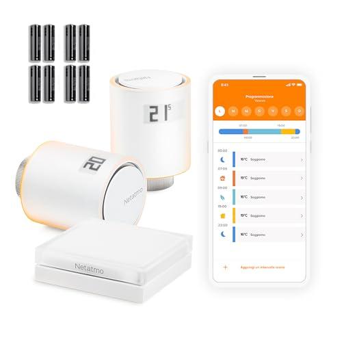 Netatmo Starter Pack Valvole Smart Wifi per Radiatore, Controllo remoto, Risparmio energetico, Pacchetto riscaldamento collettivo, Compatibile con Amazon Alexa, Apple e Google NVP-AMZ