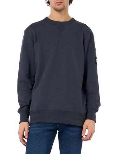Calvin Klein Uomo Felpa Badge Crew Neck Cotone, Blu (India Ink), 3XL