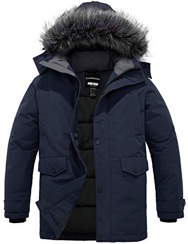 Chin·Moon Cappotto Foderato Imbottito Overcoat Work Winter Giaccone da Lavoro Antivento Giacca Pesante Outdoor Uomo Blu Scuro XL