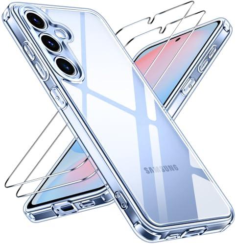 iVoler Anti Ingiallimento Chiaro Cover per Samsung Galaxy S25 5G con 2 Pezzi Pellicola Vetro Temperato, [Antiurto di Grado Militare] Custodia Trasparente Sottile Case