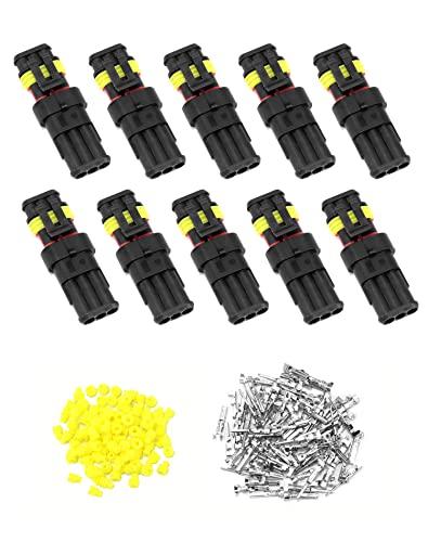 QWORK 10 Pezzi Connettori Elettrici Impermeabili, Connettori Elettrici 2 Pin, Nylon Connettore Cavo, Per Auto Camion Moto