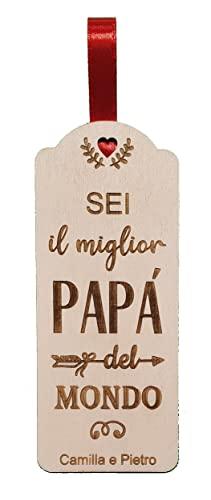 Segnalibro in legno personalizzato festa del papà - festa della mamma- il miglior papà del mondo - la migliore mamma del mondo- idee idea regalo legno personalizzato - babbo