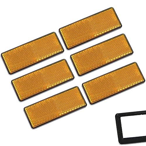 AOHEWEI 6 x Catarifrangenti Riflettori Autoadesiva Rettangolare Giallo Sicurezza Posteriore Riflettente Incollare per Recinzione Cancelli Rimorchio Caravan ECE Approvazione (Giallo)
