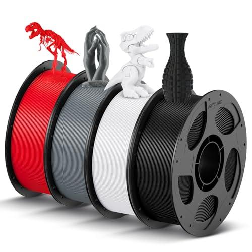 ANYCUBIC Filamento PLA 1,75 mm, Filamento PLA per Stampante 3D, Confezione Sottovuoto, Identificazione Intelligente per Stampa Intelligente, Nero+Bianco+Grigio+Rosso, 4KG