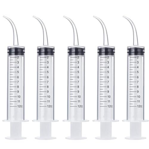 5 Pezzi Siringa Denti con Punta Curva, Siringa per Irrigatore Orale, Siringa Curva, Siringa con Punta Curva, Siringa da 12 ml, per La Pulizia Delle Cure Dentistiche e Calcoli Tonsillari