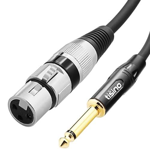 Tisino Cavo Microfono Femmina XLR a 6.35mm TS Maschio Mono Sbilanciato a Interconnessione per Microfono Dinamico -2m