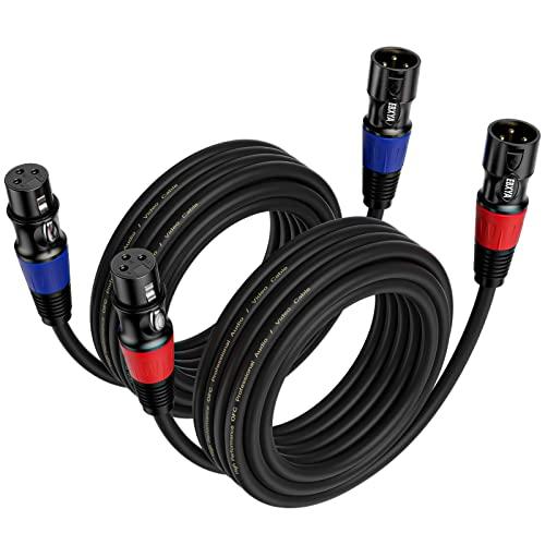 EBXYA Cavo XLR per microfono, 5 m, da maschio a femmina, multicolore, bilanciato, DMX e Podcast, confezione da 2