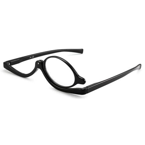JM Occhiali da Lettura per il Trucco che Ingrandiscono i Lettori Cosmetici Flip Down per le Donne Nero +2.5