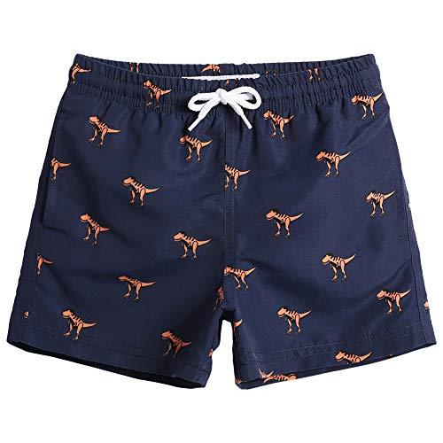 MaaMgic pantalocini da Bagno per bambimi Ragazzi Asciugatura Rapida Costume da Mare Spiaggia Piscina Slip Interno, Dinosauri Blu Navy, 7 Anni