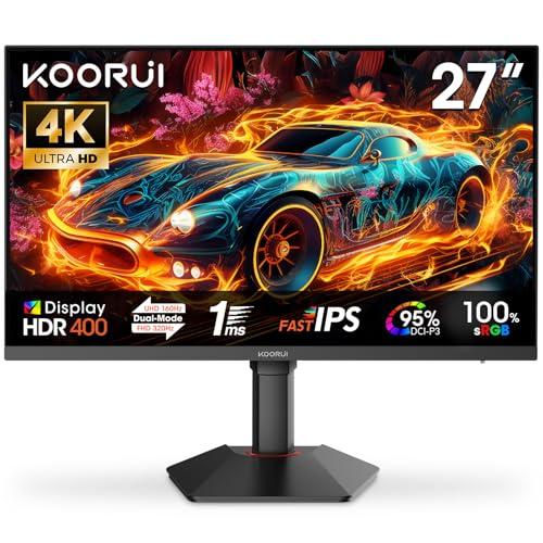 KOORUI G2741L Monitor Gaming 27 Pollici, 4K UHD, 160Hz/320Hz, HDR400, Fast IPS, 1ms, Adaptive Sync, regolabile, HDMI 2.1 * 2+DP 1.4, VESA 75x75mm