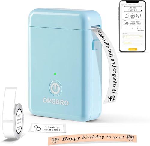 ORGBRO X1 Etichettatrice Con Nastro, Stampante Per Etichette Bluetooth Portatile Etichette Impermeabili Continue