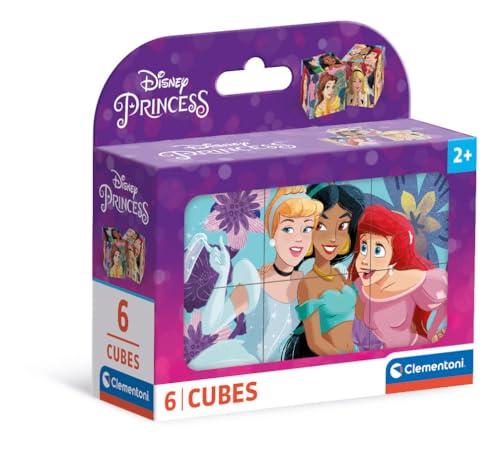 Clementoni Princess-6 Pezzi Bambini 2 Anni, Cartoni Animati, Cubi, Puzzle Disney, Made In Italy, Multicolore, 40660