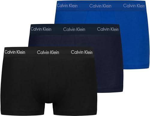 Calvin Klein Pantaloncini Boxer Confezione da 3 Uomo Low Rise Trunks Cotone Elasticizzato, Multicolore (Black/Blueshadow/Cobaltwater DTM WB), M