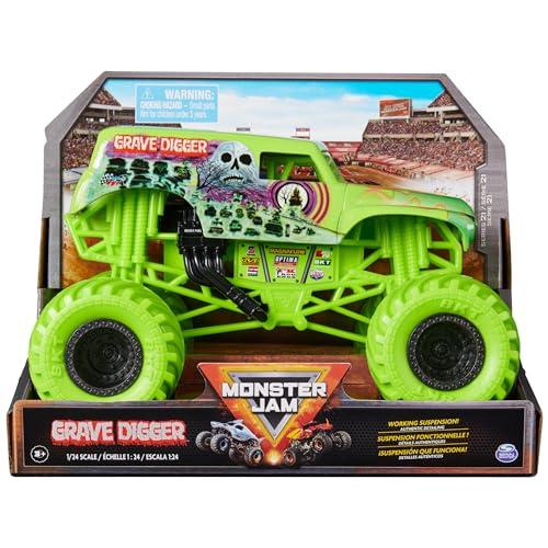 MONSTER JAM, Monster Truck ufficiale Grave Digger, veicolo pressofuso da collezione, scala 1:24, giocattoli per bambini per ragazzi e ragazze dai 3 anni in su