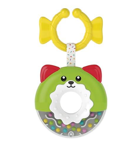 Baby Clementoni - Sonaglino Ciambella, Sonaglio Neonato 3+ Mesi, Gioco Prima Infanzia, Stimola lo Sviluppo Multisensoriale e la Manualità, con Anello Appendibile, 17504