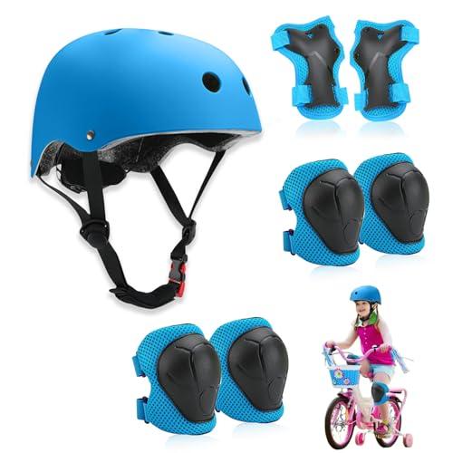 Zyluniy Set di Protezioni per Bambini, Conjuntos de Patinajes, traspirante e regolabile, set di ginocchiere per bambini per bicicletta, skateboard, scooter (Blu)