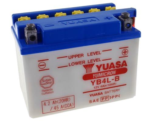 Yuasa YB4L-B Batteria per Motocicletta e sport motoristici, 12V, 4.2Ah, 45A, acido non incluso