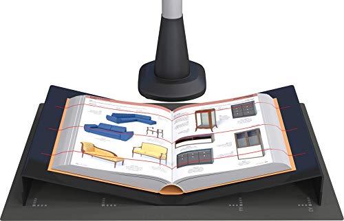 Leggio per scanner overhead e scanner per libri. Area di scansione fino ad A3. Realizzato in poliacrilico nero.