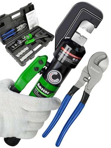 AMZCNC Pinza crimpatrice idraulica da 8 tonnellate, 4-70 mm², con 9 paia di matrici (pinza per capelli + forbici)