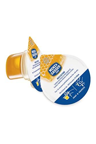 Menz&Gasser Miele di Fiori Snap&Squeeze, Miele Monodose, Aroma Floreale e Colore Ambrato, 100% Made in Italy, Ideale per uno Spuntino o per Colazione, 100 Porzioni x 20 g