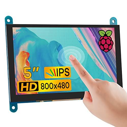LAFVIN 5 pollici IPS LCD Touch Screen Display Panel 800 × 480 schermo capacitivo HDMI Monitor per Raspberry Pi, BB nero, Windows 10 8 7